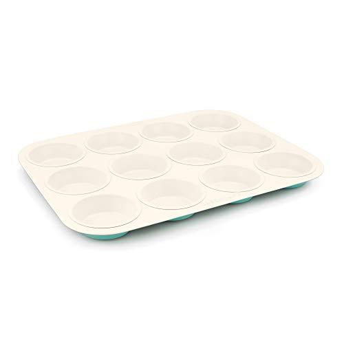 GreenLife BW000056-002 Bakeware Muffin Ceramic Pan, Turquoise