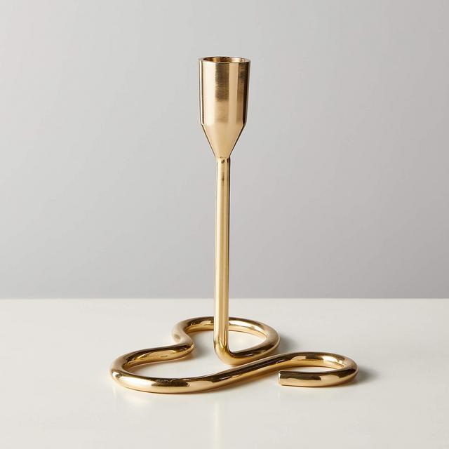 Motion Brass Taper Candle Holder Medium