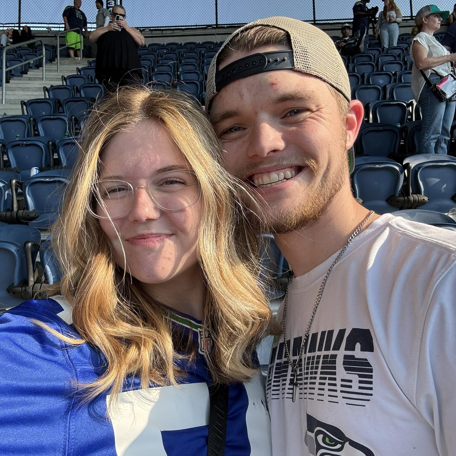 During a Seahawks game! We love going to sports games specifically football and baseball!