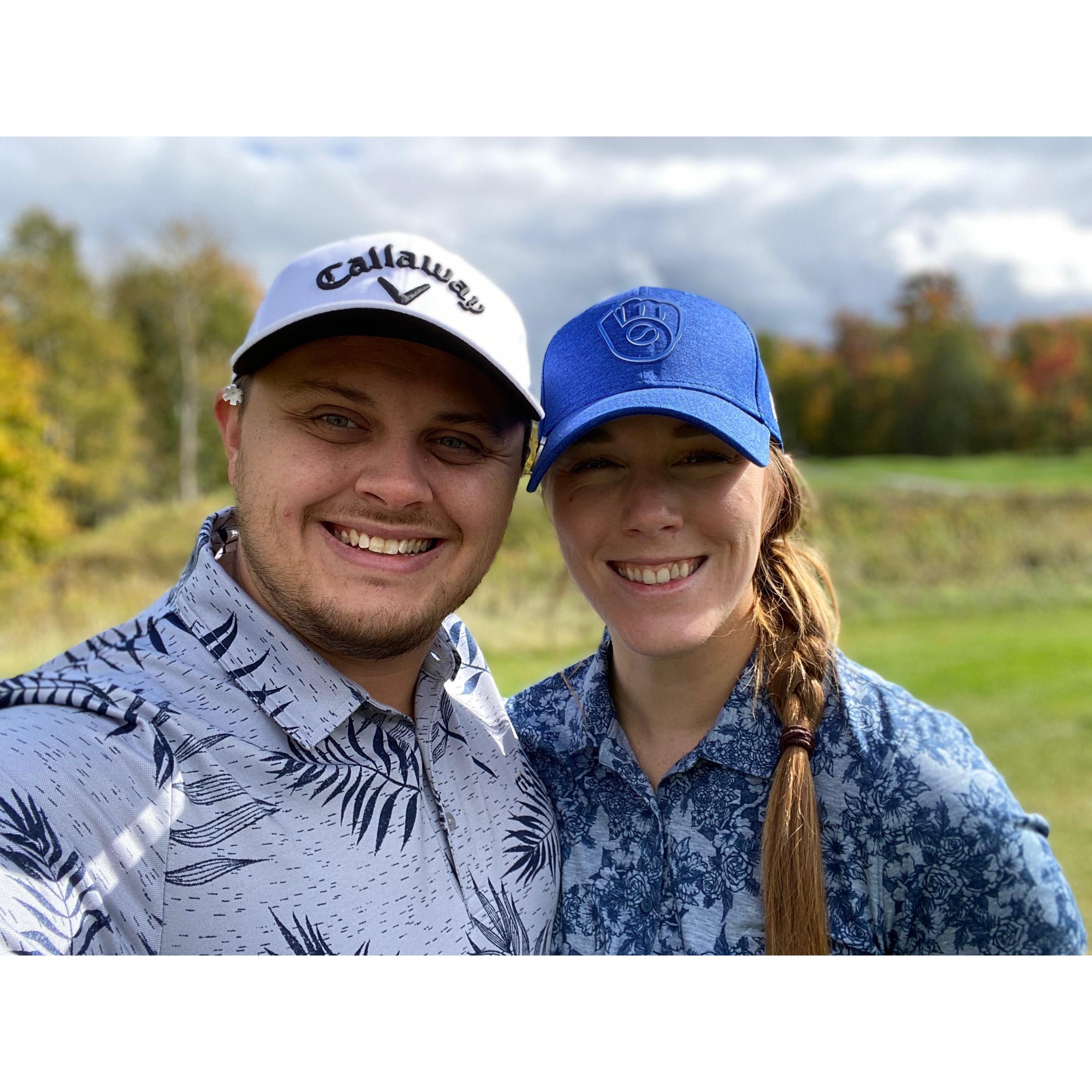 Golfing in Michigan! It hailed right after this photo...