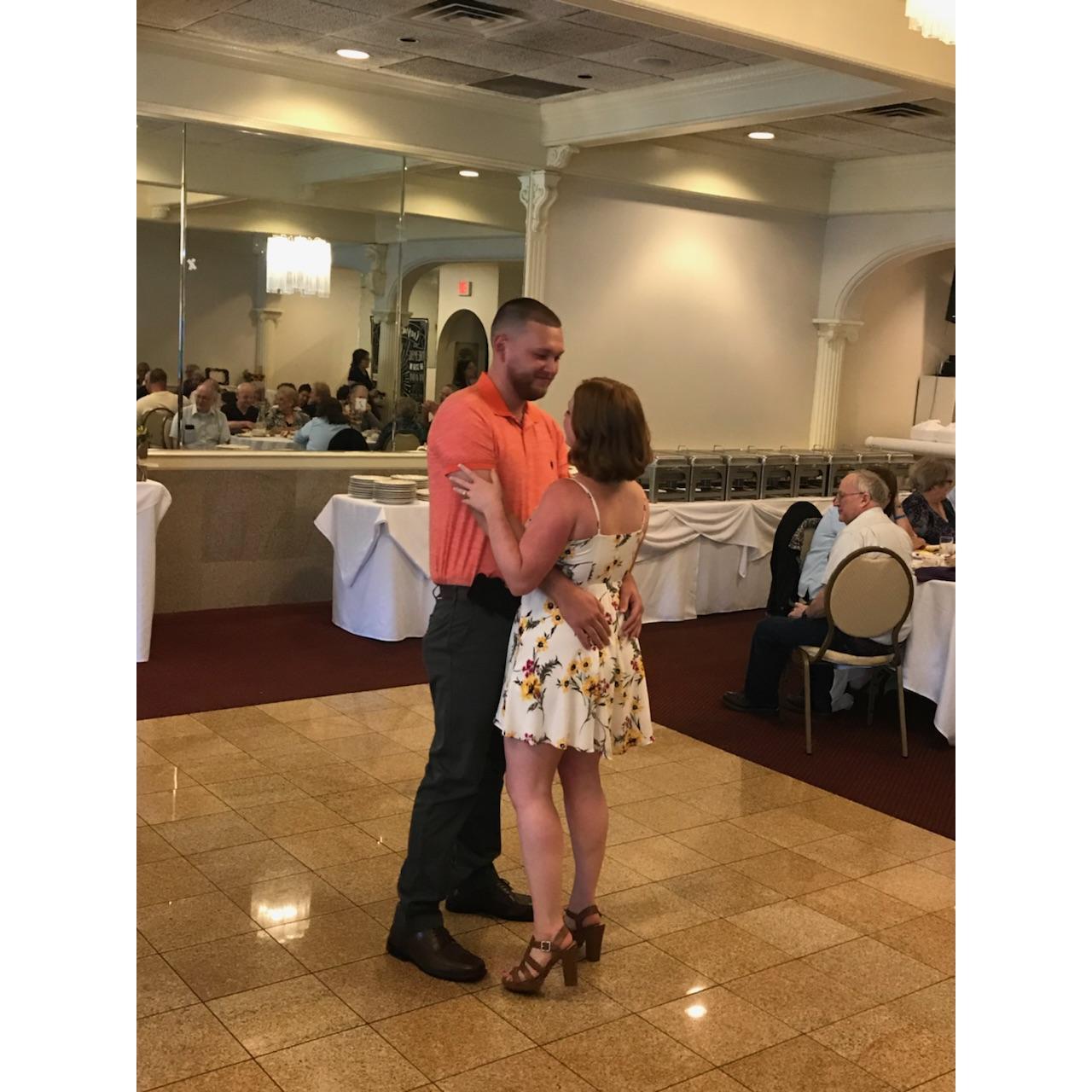 Their first dance after he proposed.