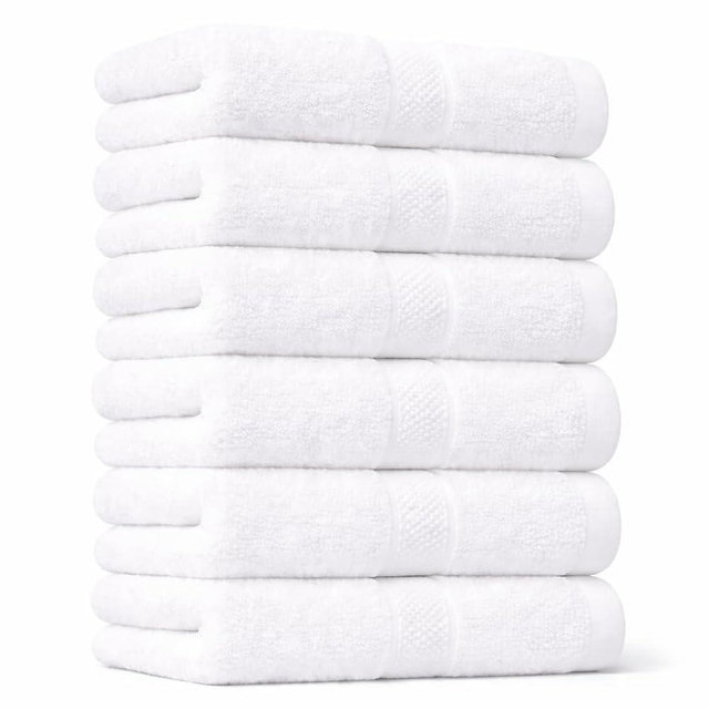 White Hand Towel Pack of 6, 28x16 Inches | Premium 100% Ringspun Cotton | Ultra Soft, Thick, Quick-Dry & Highly Absorbent Hand Towels for Hotel, Kitchen & Home