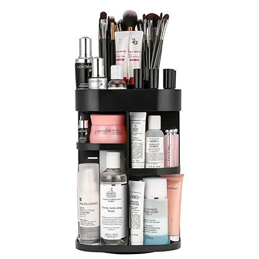 Jerrybox 360-Degree Rotating Makeup Organizer, Black