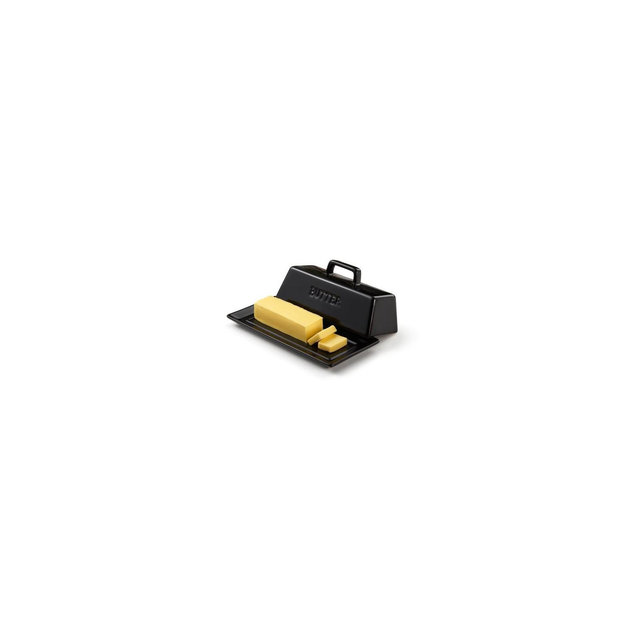 Kook Ceramic Butter Dish with Lid, Kitchen Countertop Butter Keeper, Black