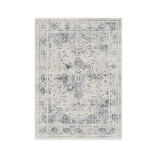 Ruggable Sarrah Washable Rug - Perfect Vintage Area Rug for Living Room Bedroom Kitchen - Pet & Child Friendly - Stain & Water Resistant - Blue Quartz 5'x7' (Classic Pad)