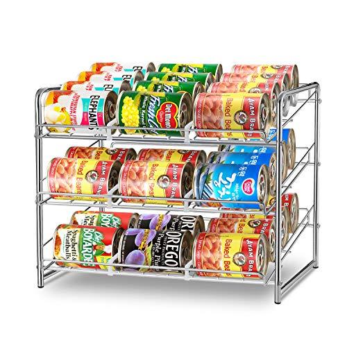 Simple Trending Can Rack Organizer, Stackable Can Storage Dispenser Holds up to 36 Cans for Kitchen Cabinet or Pantry, Chrome
