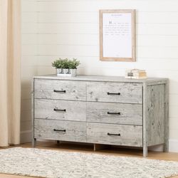 south shore dresser grey Gravity 6-Drawer Double Dresser, White Gown with Crushed Sharara