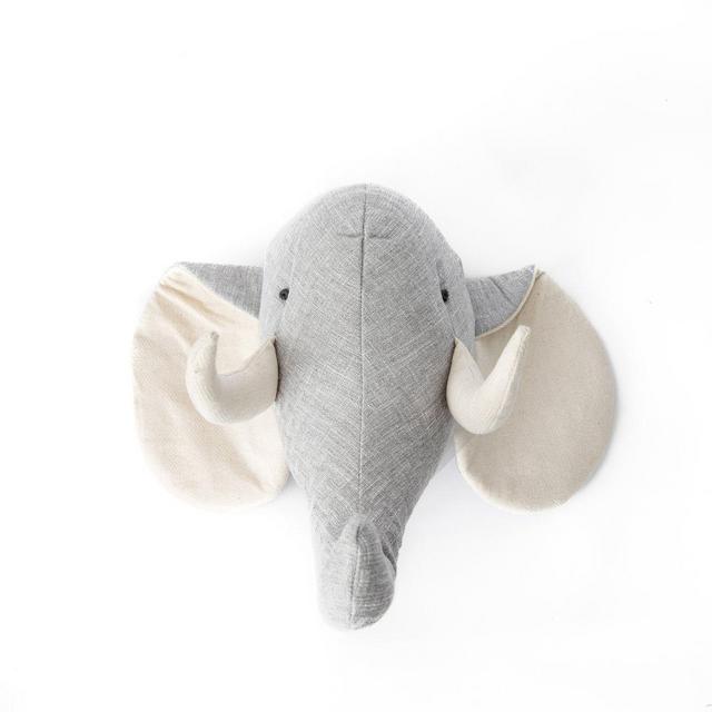 Finnegan Linen Blend Elephant Head Wall Decor