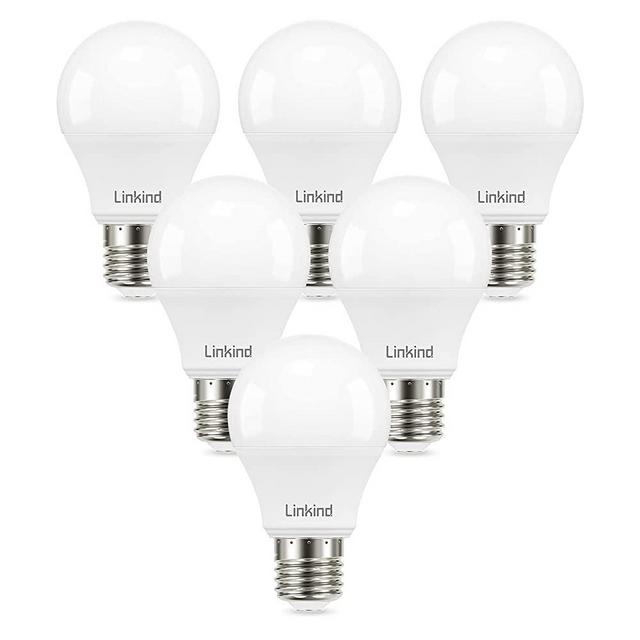 Linkind Dimmable A19 LED Light Bulbs, 60W Equivalent, E26 Base, 3000K Warm White, 9.5W 800 Lumens 120V, UL Listed FCC Certified, Pack of 6