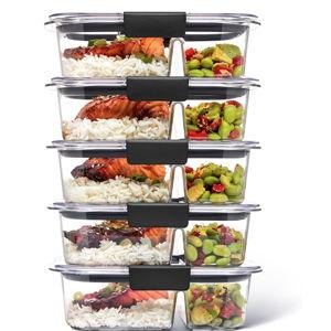 Rubbermaid Brilliance Meal Prep Containers, 2-Compartment Food Storage Containers, 2.85 Cup, 5-Pack