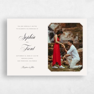 Beige Landscape Wedding Invitation - Naida Photo