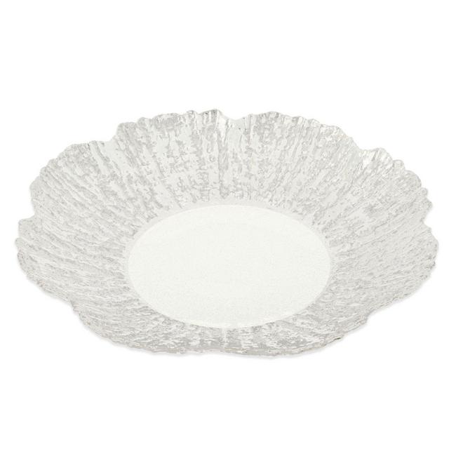 Classic Touch Trophy Scalloped Glass Platter in Silver
