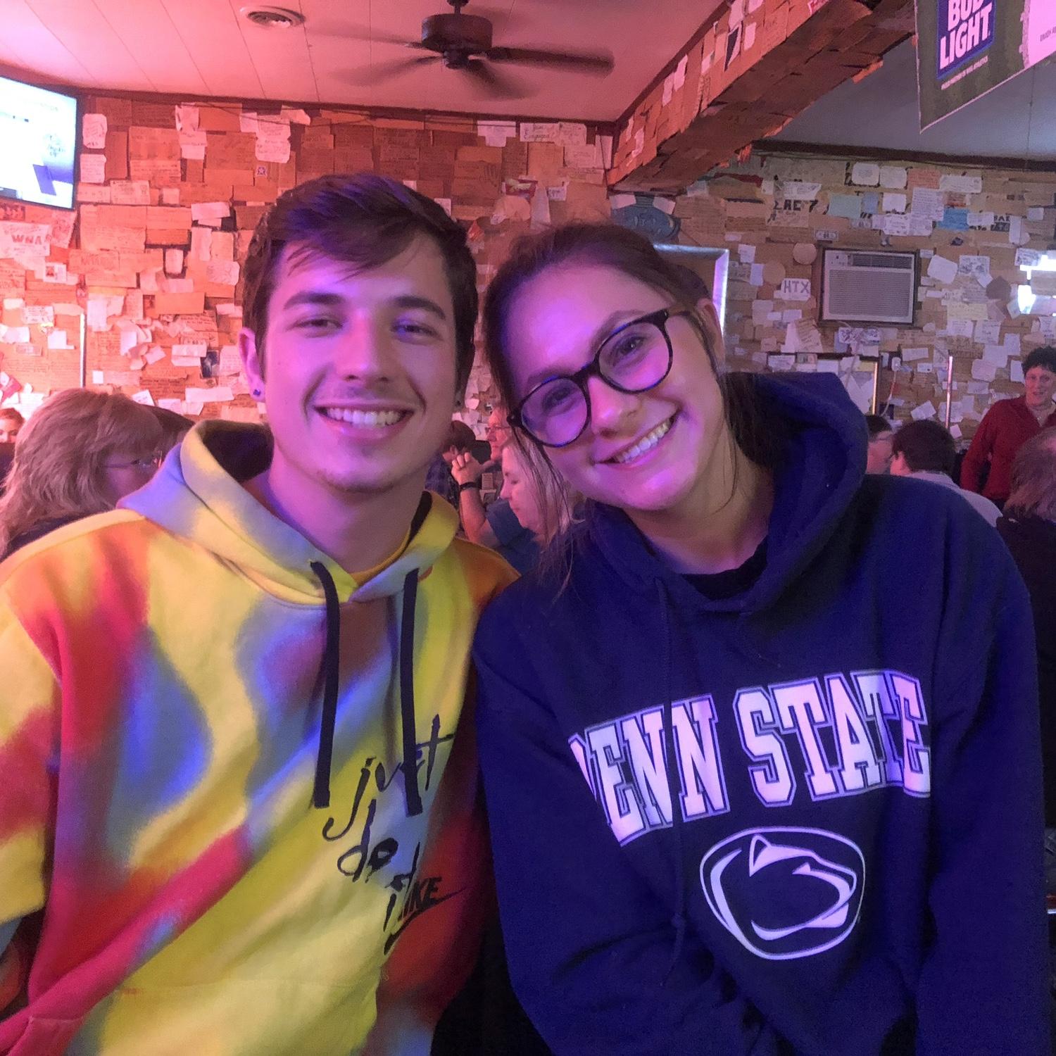 Mario's Fishbowl in Morgantown with Tori's sister, Maid of Honor, Natalie