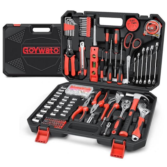 GoYwato Home Tool Kit 287PCs - Complete Repair General Hand Tool Set for Men Women - Household Tool Kit for Home Improvement with Hammer & Pliers Set & Ratchet Wrench & Socket & Protable Tool Box Case