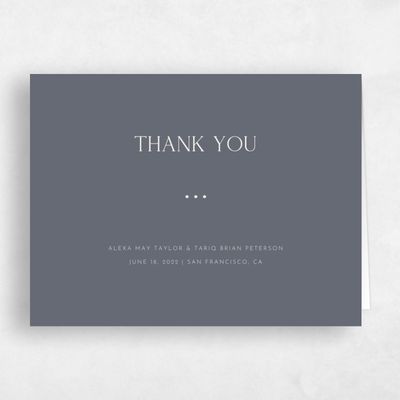 Dark Slate, Blue Wedding Thank You - Sharpe Classic