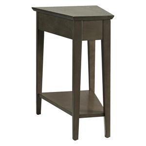 Leick Home Teegan End Table, Solid Wood, Bottom Display Shelf, Narrow Wedge, For Living Room/Bedroom, Smoke Gray, 24.0 in L x 15.0 in. W x 24.0 in. H