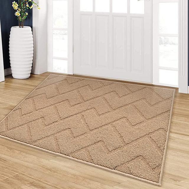 Indoor Doormat, Front Back Door Mat Rubber Backing Non Slip Door Mats 24”x35” Absorbent Resist Dirt Entrance Doormat Inside Floor Mats Area Rug for Entryway Machine Washable Low-Profile (Brown)