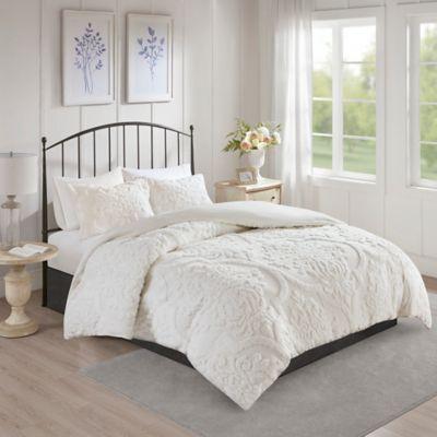 Madison Park Viola 3-Piece California King Duvet Cover Set in White