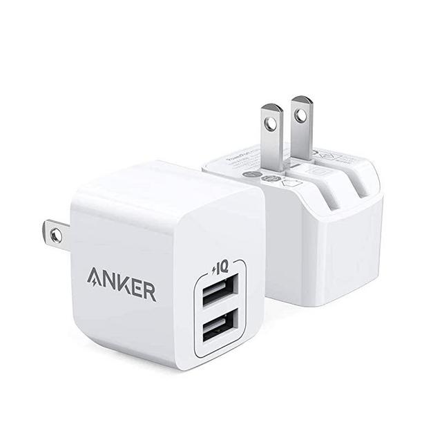 USB Charger, Anker 2-Pack Dual Port 12W Wall Charger with Foldable Plug, PowerPort mini for iPhone XS/ X / 8 / 8 Plus / 7 / 6S / 6S Plus, iPad, Samsung Galaxy Note 5 / Note 4, HTC, Moto, and More