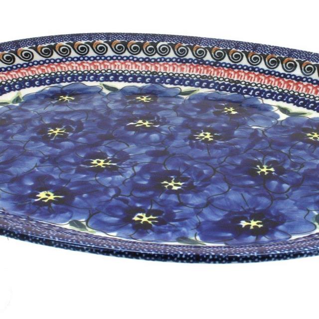 Blue Rose Polish Pottery Blue Art Oval Serving Platter