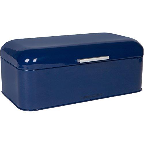 Large Blue Bread Box - Powder Coated Stainless Steel - Extra Large Bin for Loaves, Bagels & More: 16.5" x 8.9" x 6.5" | With Bonus Recipe EBook by Culinary Couture