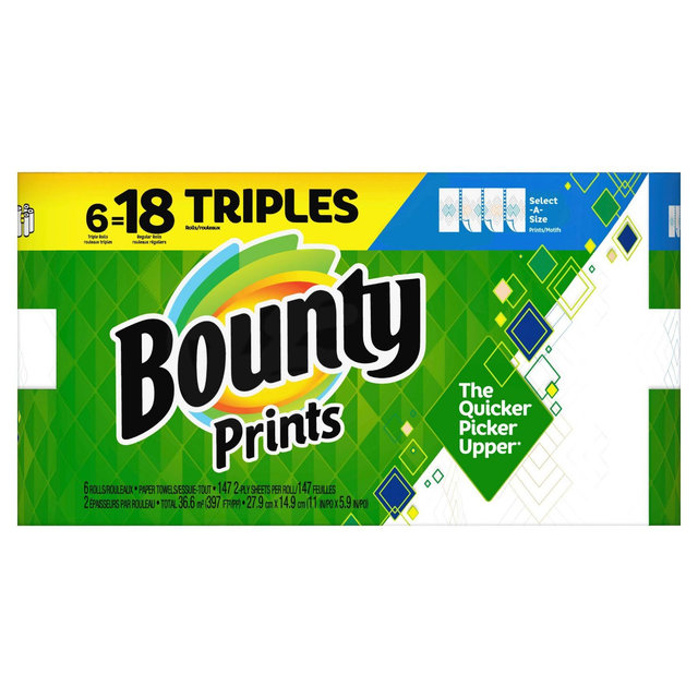 Bounty Prints Select-A-Size Paper Towels - 6 Triple Rolls