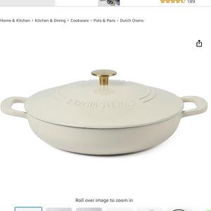 Martha Stewart 3.5-Quart Enameled Cast Iron Dutch Oven Braiser - Linen w/Gold Knob