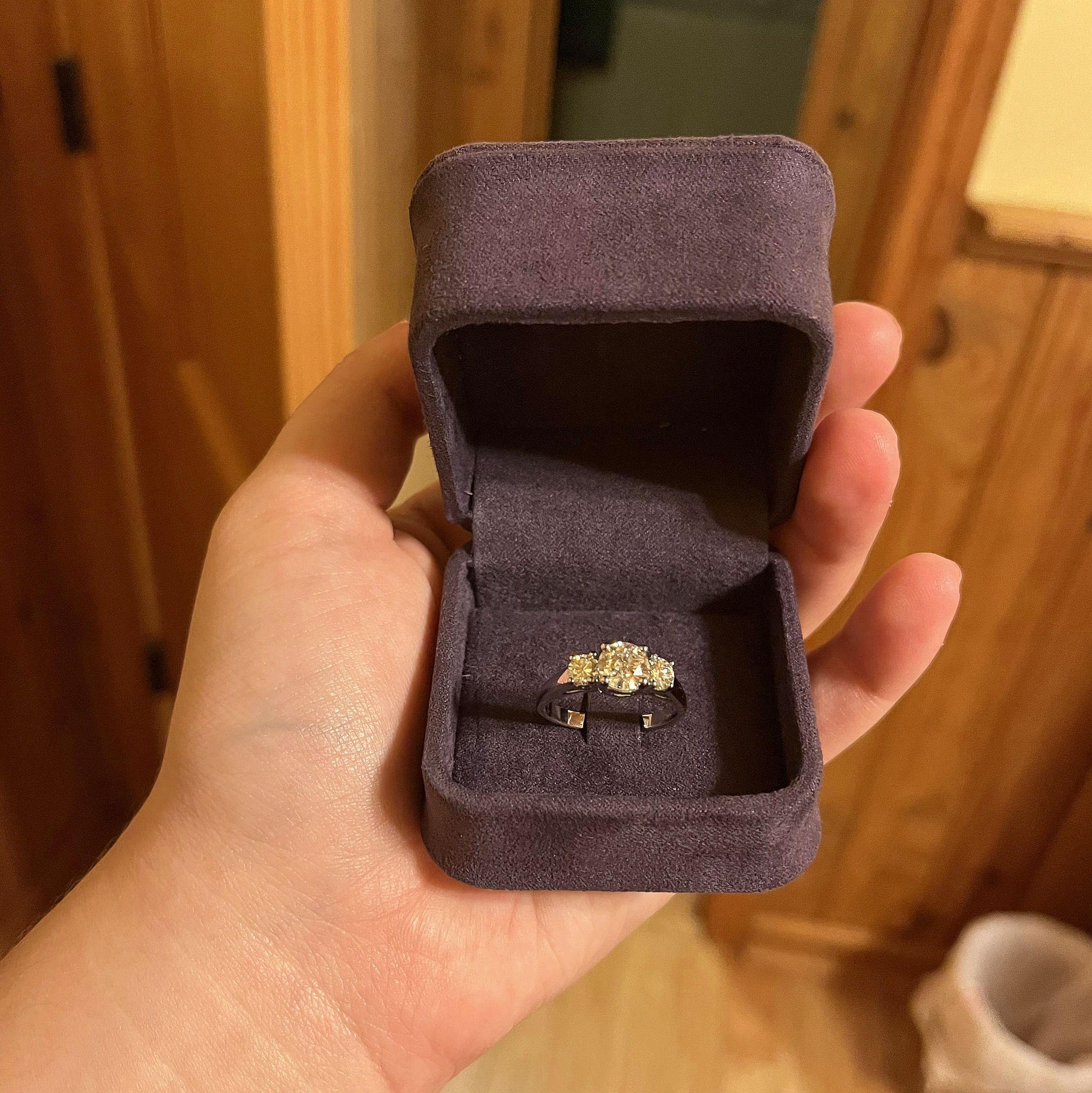 Up close picture of the ring in its box in Nacogdoches, Texas on October 21, 2023.
