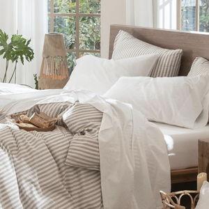 Sheet Set 100% Washed Cotton Linen (Solid Off White, California King)