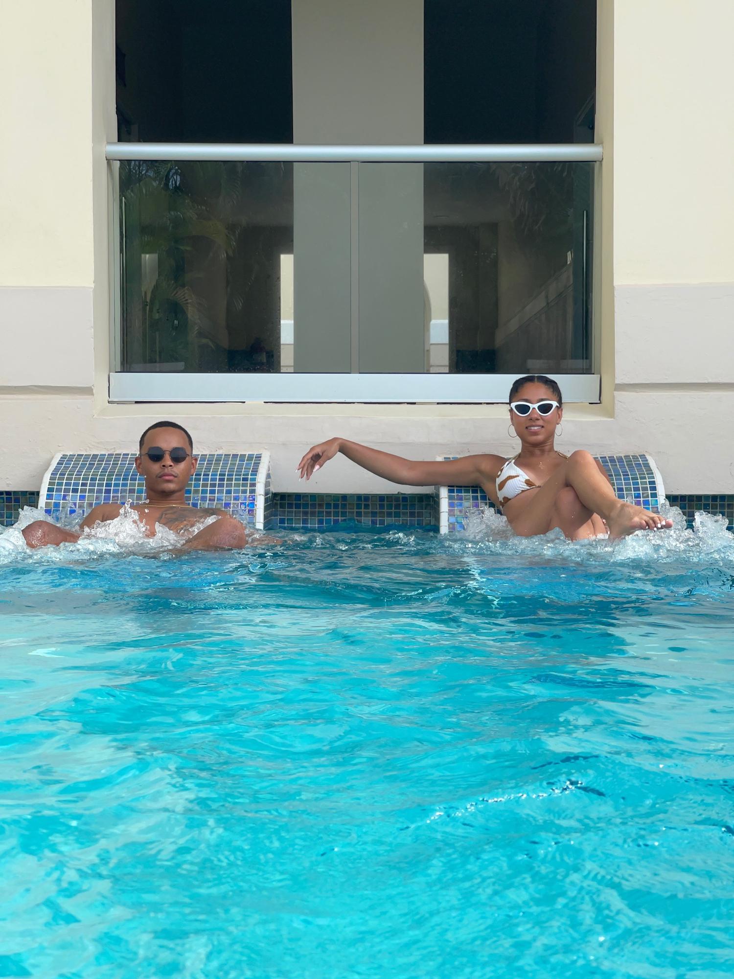 Poolside vibes in Montego Bay, just hours before Vince proposed.