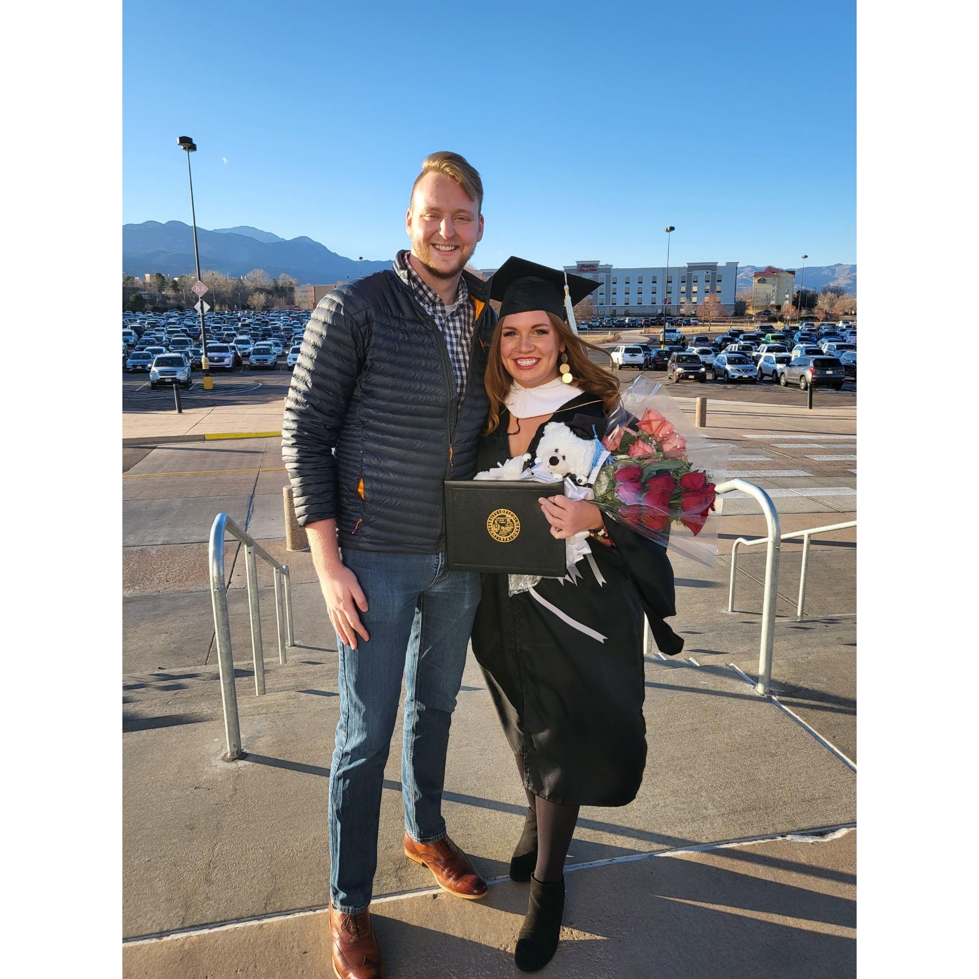 Samantha's Masters graduation from UCCS December 2021.