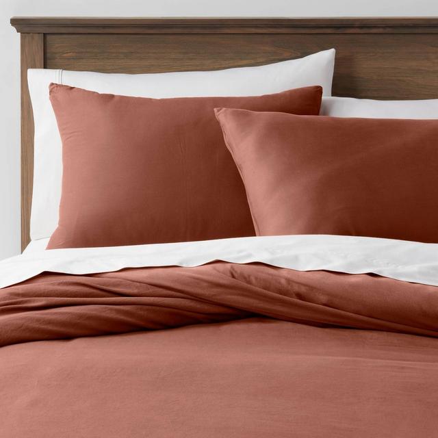 3pc King Washed Cotton Sateen Duvet & Sham Set Rust - Threshold™