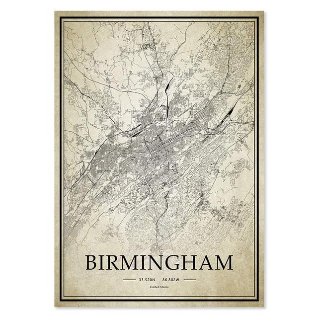 xtvin Birmingham Alabama USA 20X28 inch Art City Map Vintage Painting Home Decor