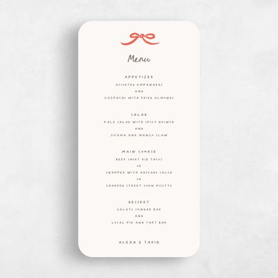 Beige Rounded Wedding Menu - Emelia