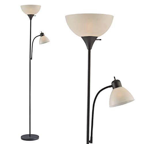 Adjustable Floor Lamp with Reading Light by Light Accents - Susan Modern Standing Lamp for Living Room/Office Lamp 72" Tall - 150-watt with Side Reading Light - Stand Up Tall Light - Corner Lamp (B