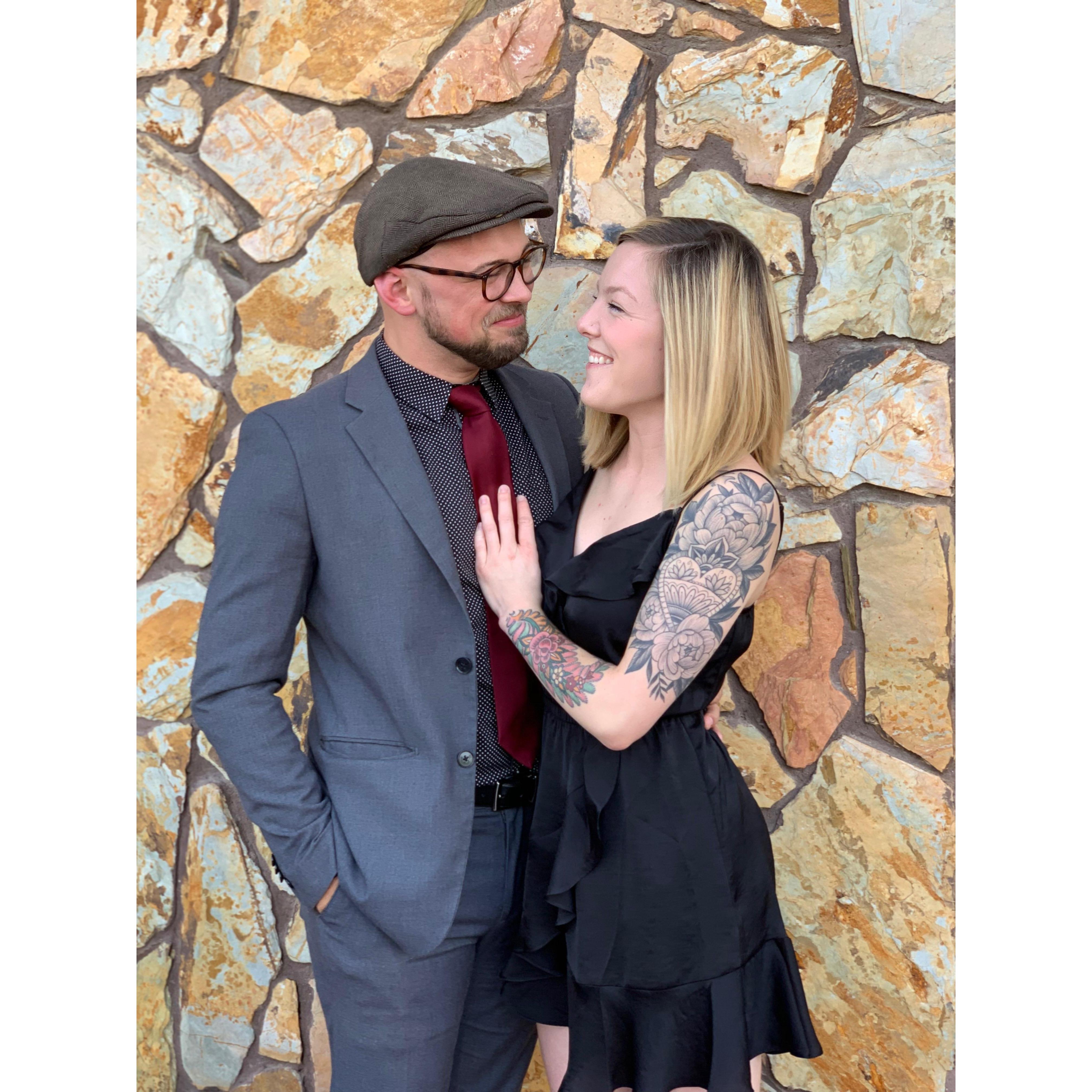 Madi and Nick in Nebraska, celebrating another wedding together.