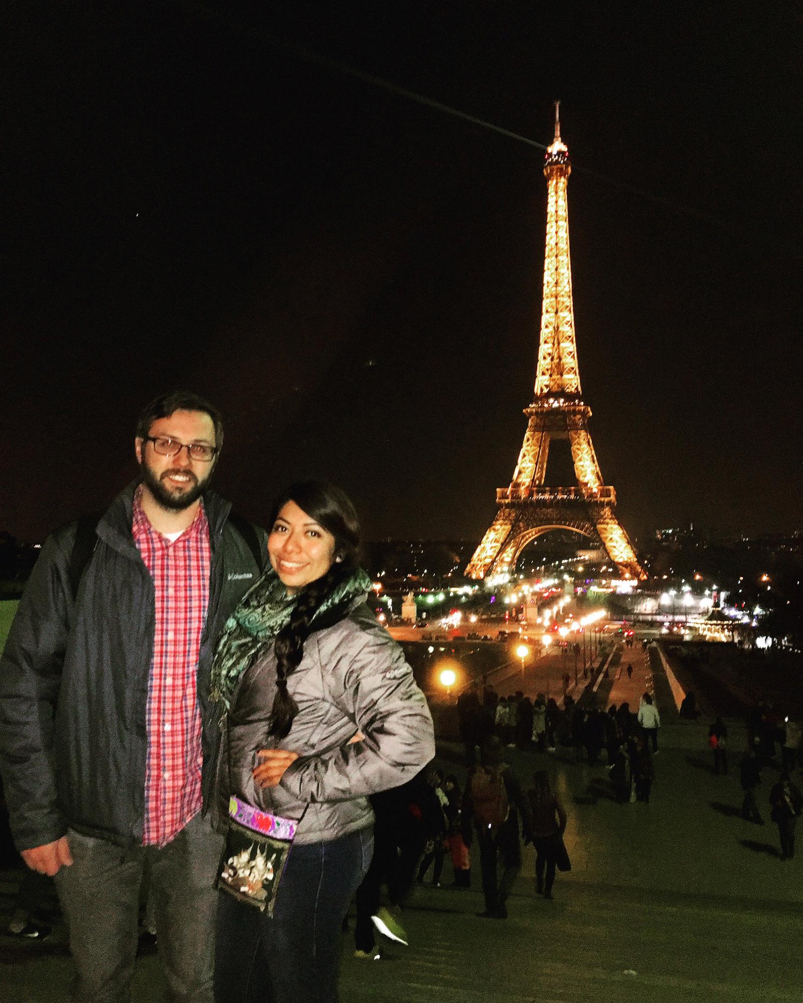 His first time seeing the Eiffel Tower, 2016.