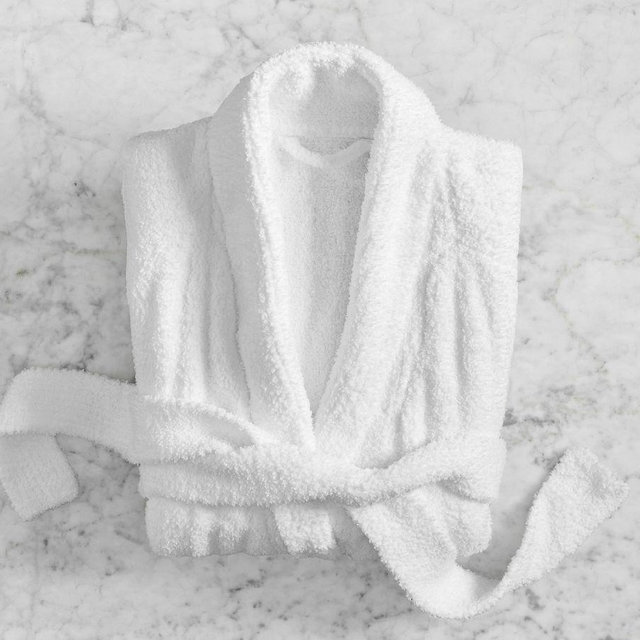 Cozy Ribbed Robe, White, Large