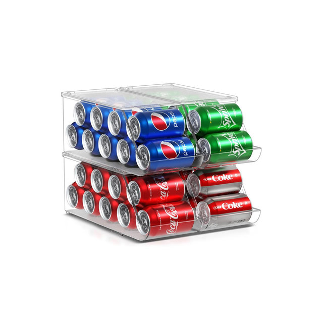 Sorbus 4-Pack Clear Plastic Soda Can Organizer with Lid - Holds 9 Cans Each