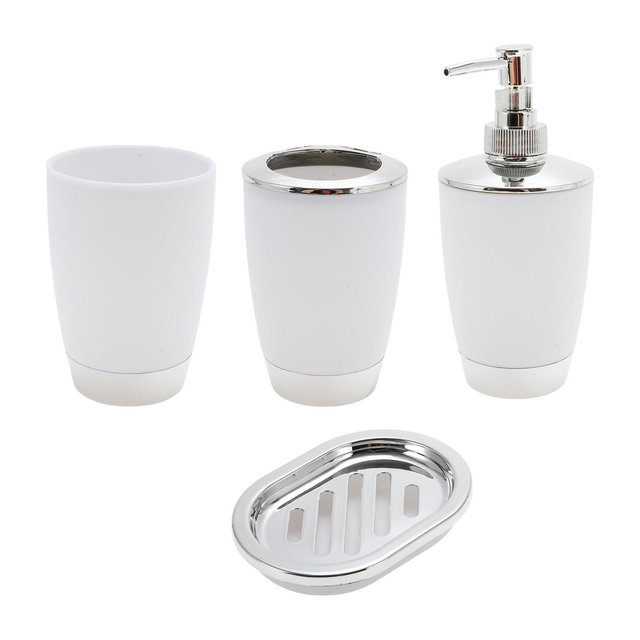 Unique Bargains Elegant Soap Pump Dispenser Kit White 1 Set