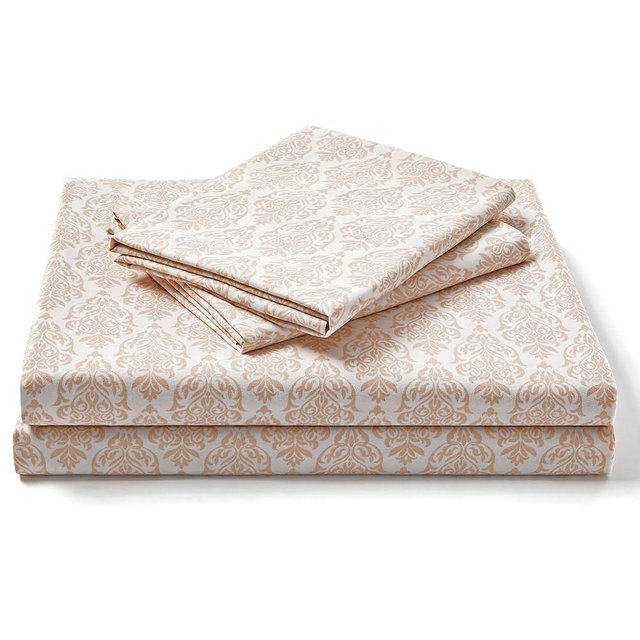 FreshCulture Printed Bed Sheets - Ultra Soft Queen Sheet Set - Brushed Microfiber Damask Sheets - Deep Pockets up to 16" - Easy Care - Hotel Luxury 4 Piece Pattern Printed Sheets Queen, Adana