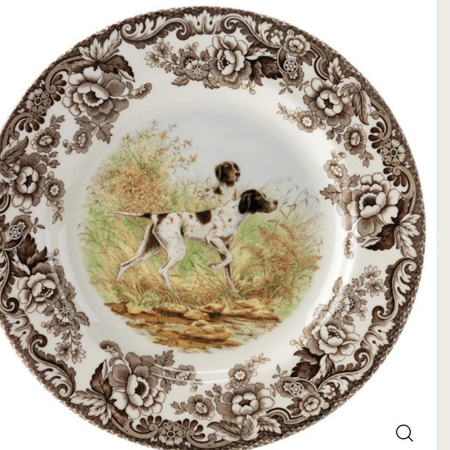 Spode Woodland Hunting Dog 8" Salad Plate (Pointer)