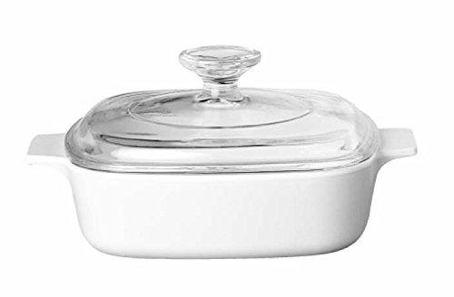 CorningWare 1 Litre Pyroceram Glass Classics Square Casserole, White