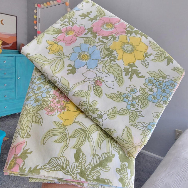 Vintage pair of 70s floral hippie pillowcases