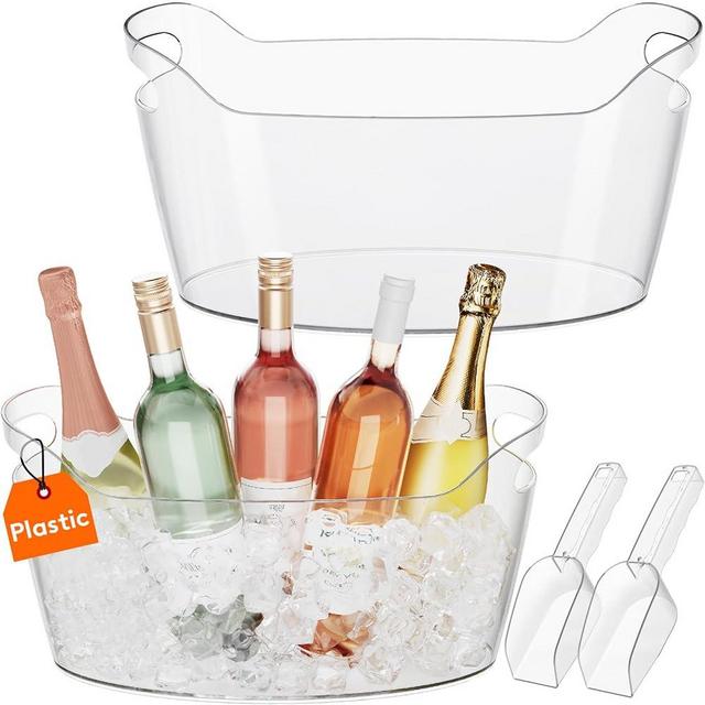 Lifewit Large 6.5L Ice Bucket for Parties 2 Pcs (in 1 Package), Portable Drink Bucket for Cocktail Bar, Plastic Champagne Cooler for Beverage/Wine/Beer, Mimosa Bar Supplies Chiller Tub with Scoop