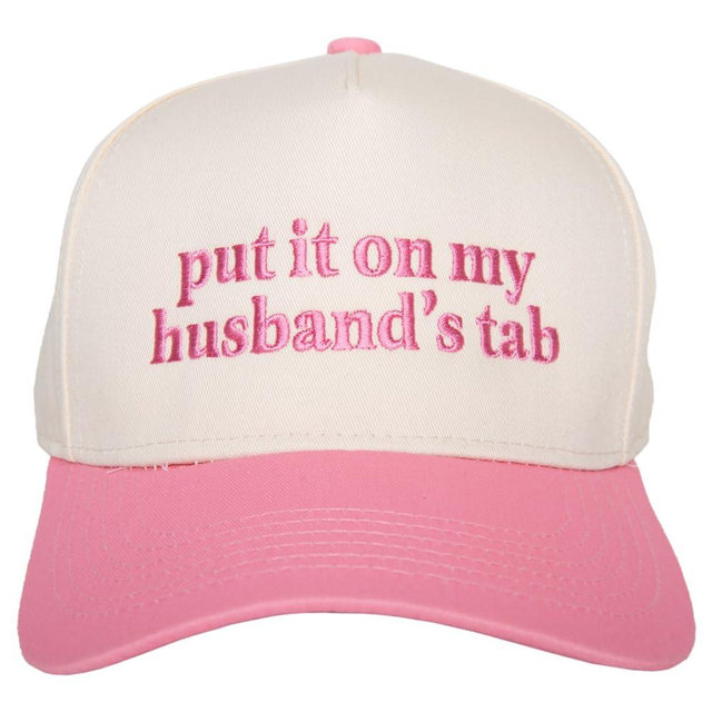 KATYDID Put It On My Husband's Tab Hat - Two Toned Vintage Hat - Stylish 5 Panel Hat for Women - Trendy Vintage Baseball Cap