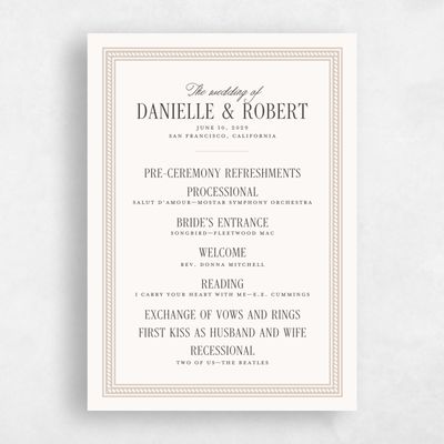 Beige Wedding Program - Encanto