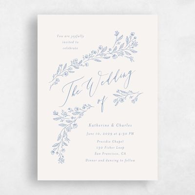 Denim Blue Wedding Invitation - Miette Portrait