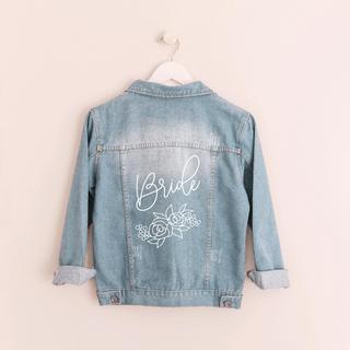 Bridal Floral Silhouette Denim Jacket