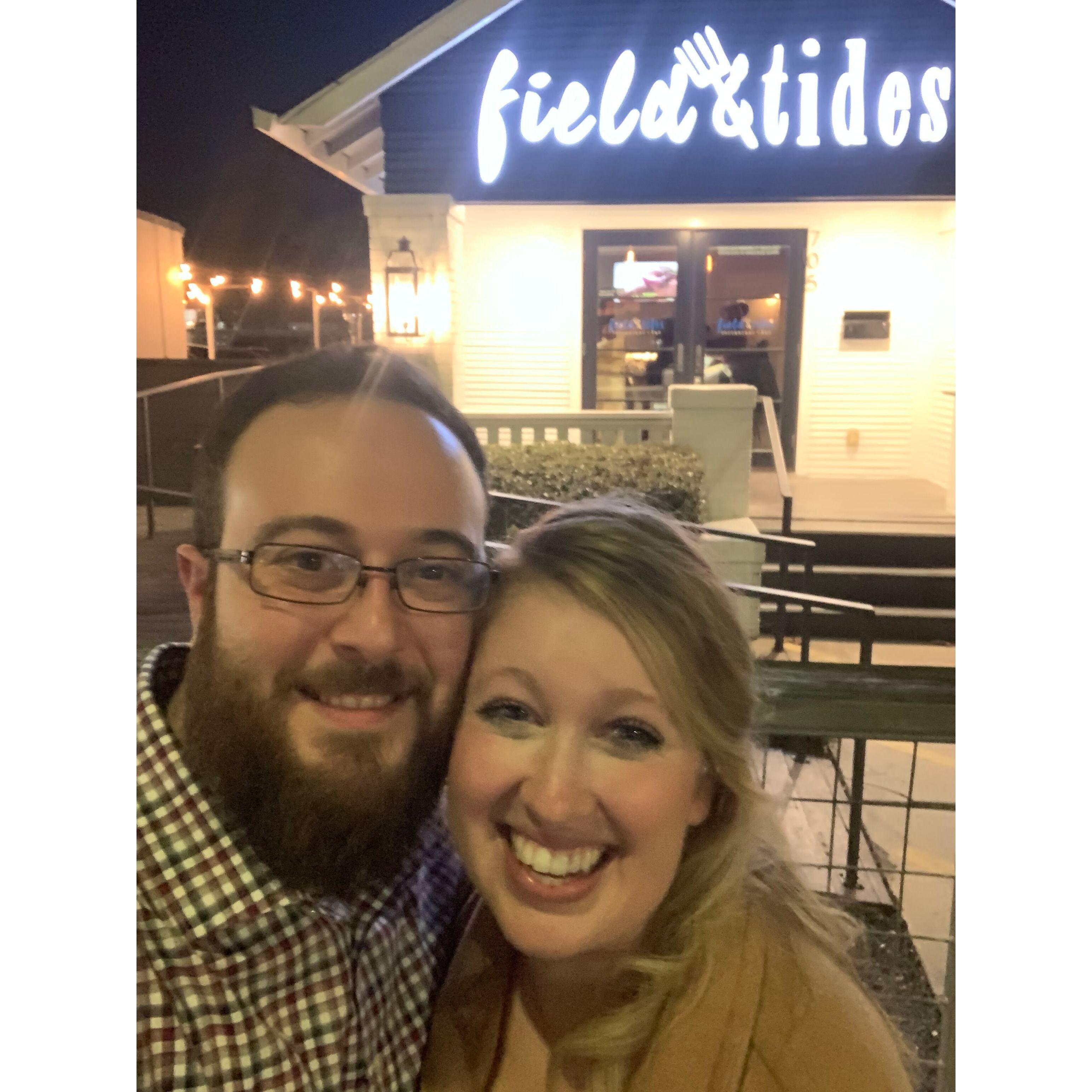 Our first date was at Field & Tides- celebrating our 1 year anniversary